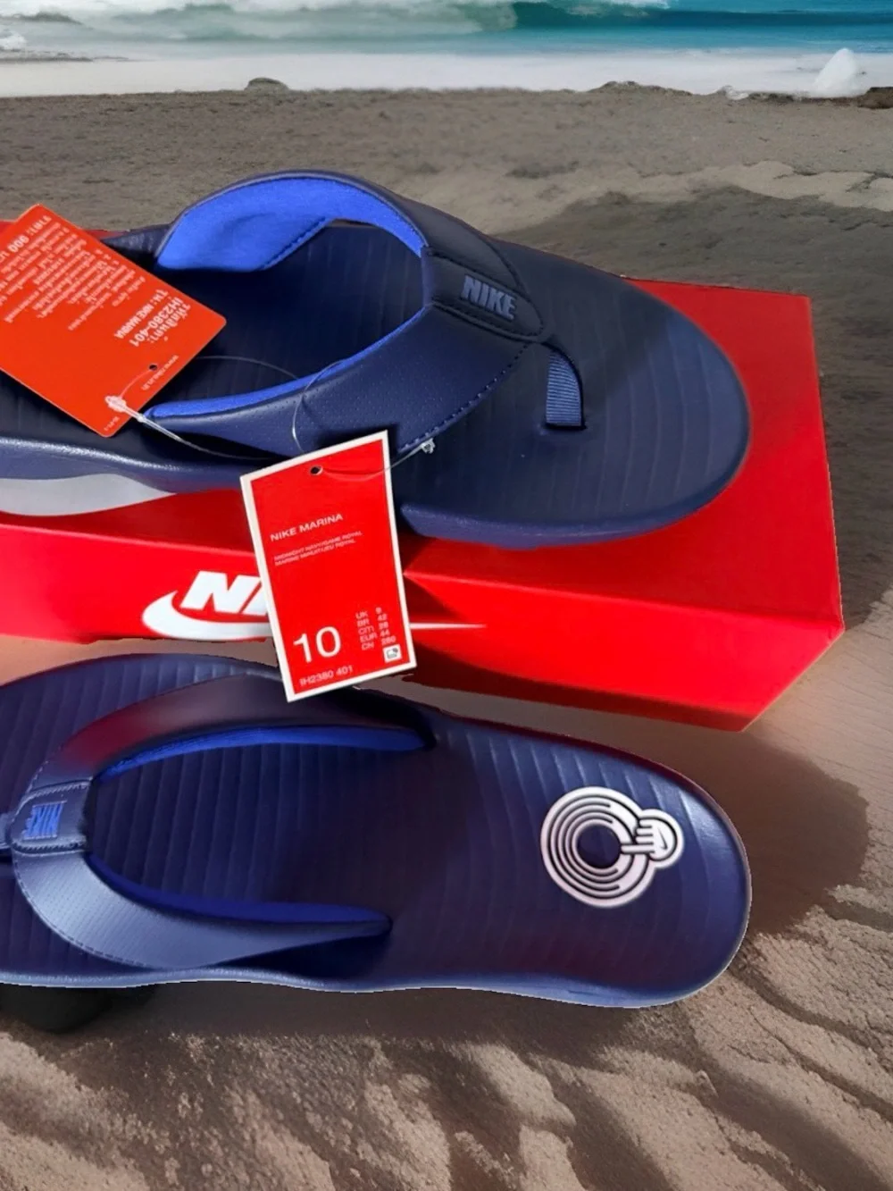 Nike Marina Men's Size 10 Flip-Flop Sandals. Midnight Navy Blue. New In Box